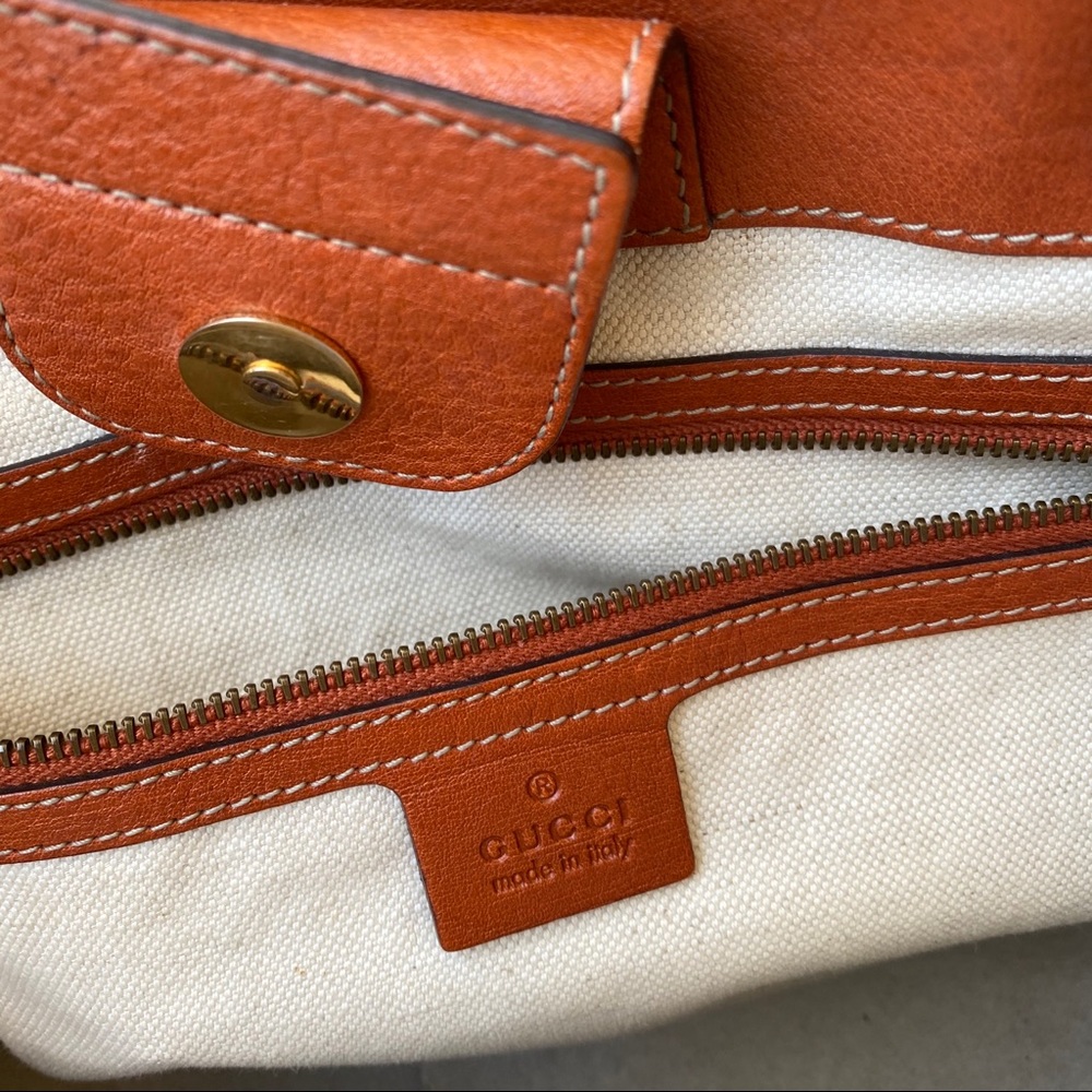 Gucci Orange GG Canvas Running Tote Bag Purse Med - Picture 8 of 16